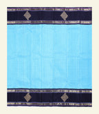 Blue Checkered Handloom Silk Sareee