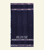Blue Checkered Handloom Silk Sareee