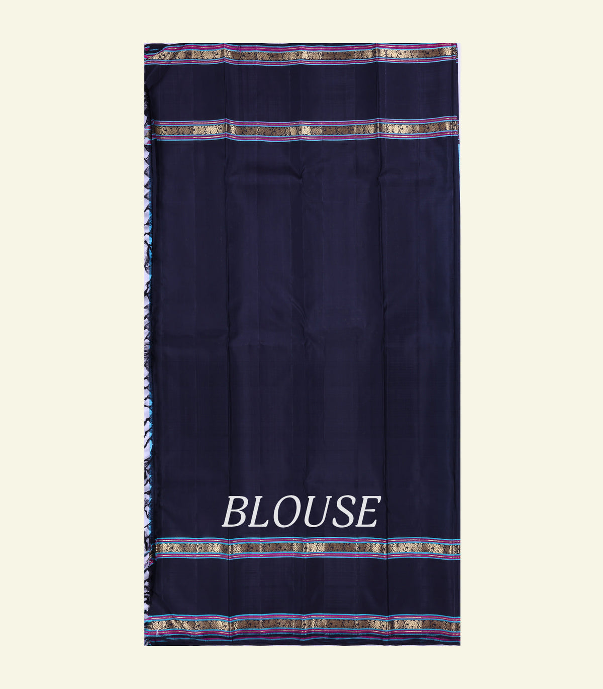 Blue Checkered Handloom Silk Sareee