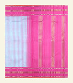 Checkered Sky Blue Handloom Silk Saree