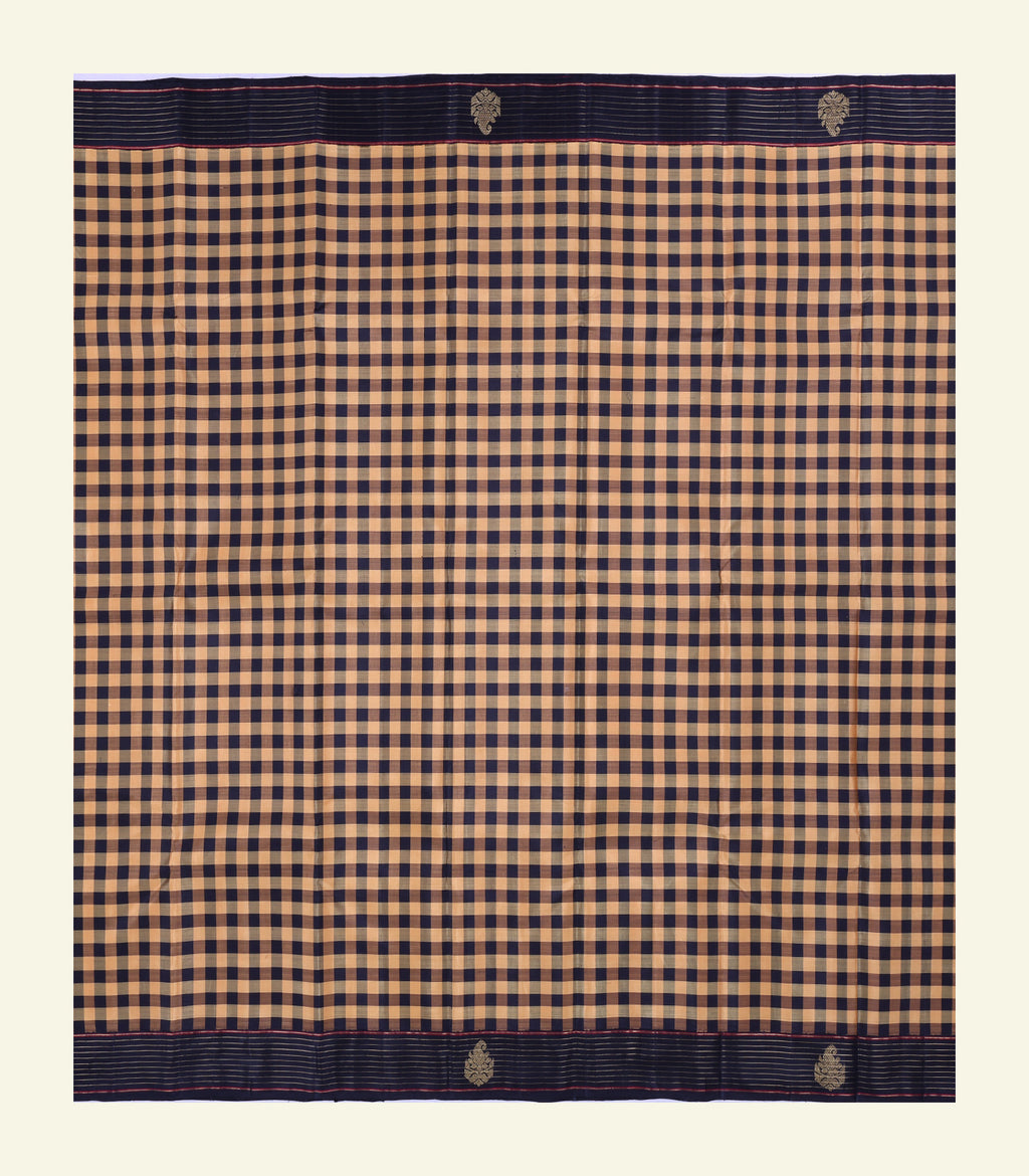 Tussar Checkered Handloom Silk Saree