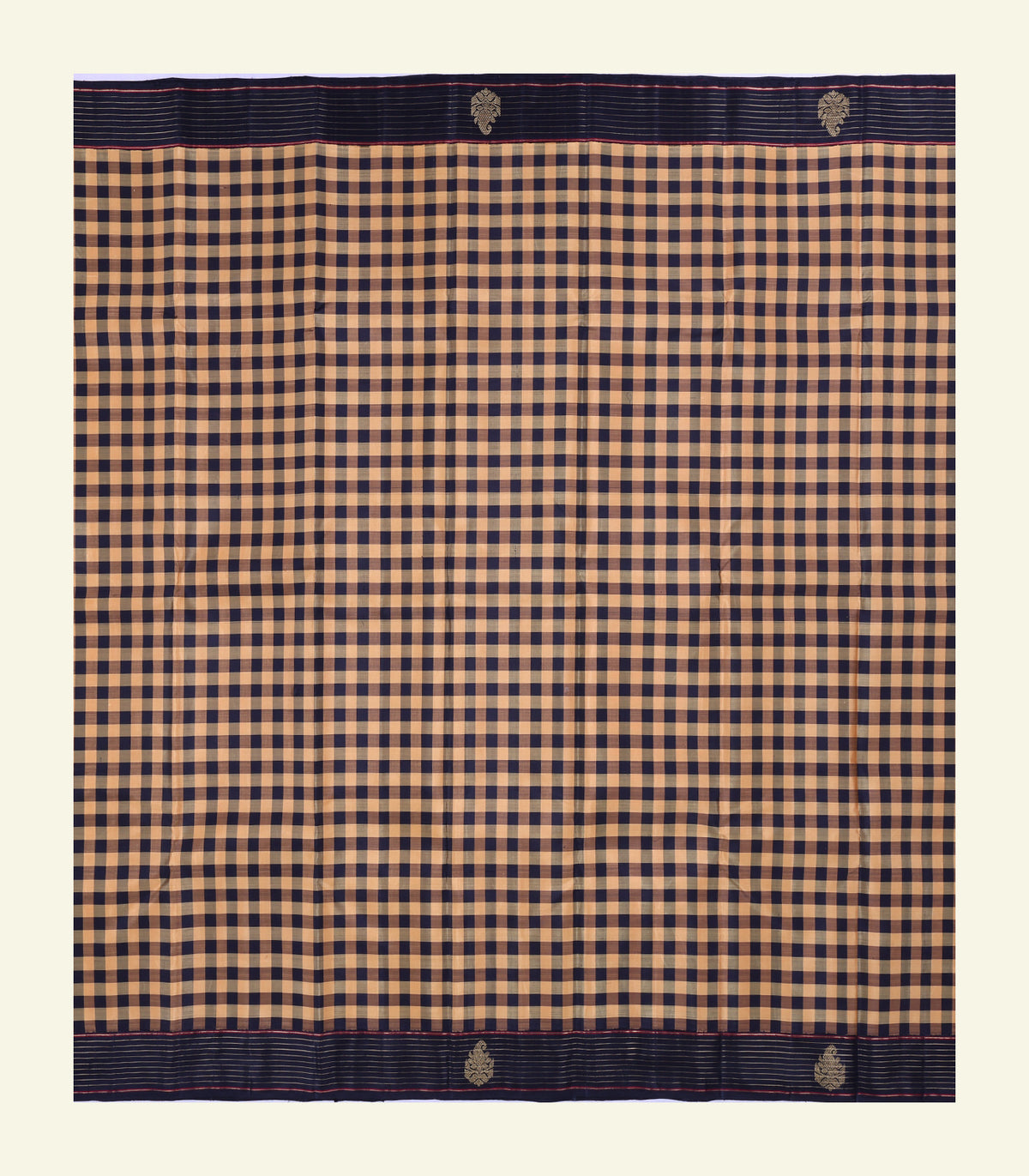 Tussar Checkered Handloom Silk Saree
