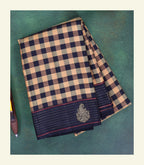 Tussar Checkered Handloom Silk Saree