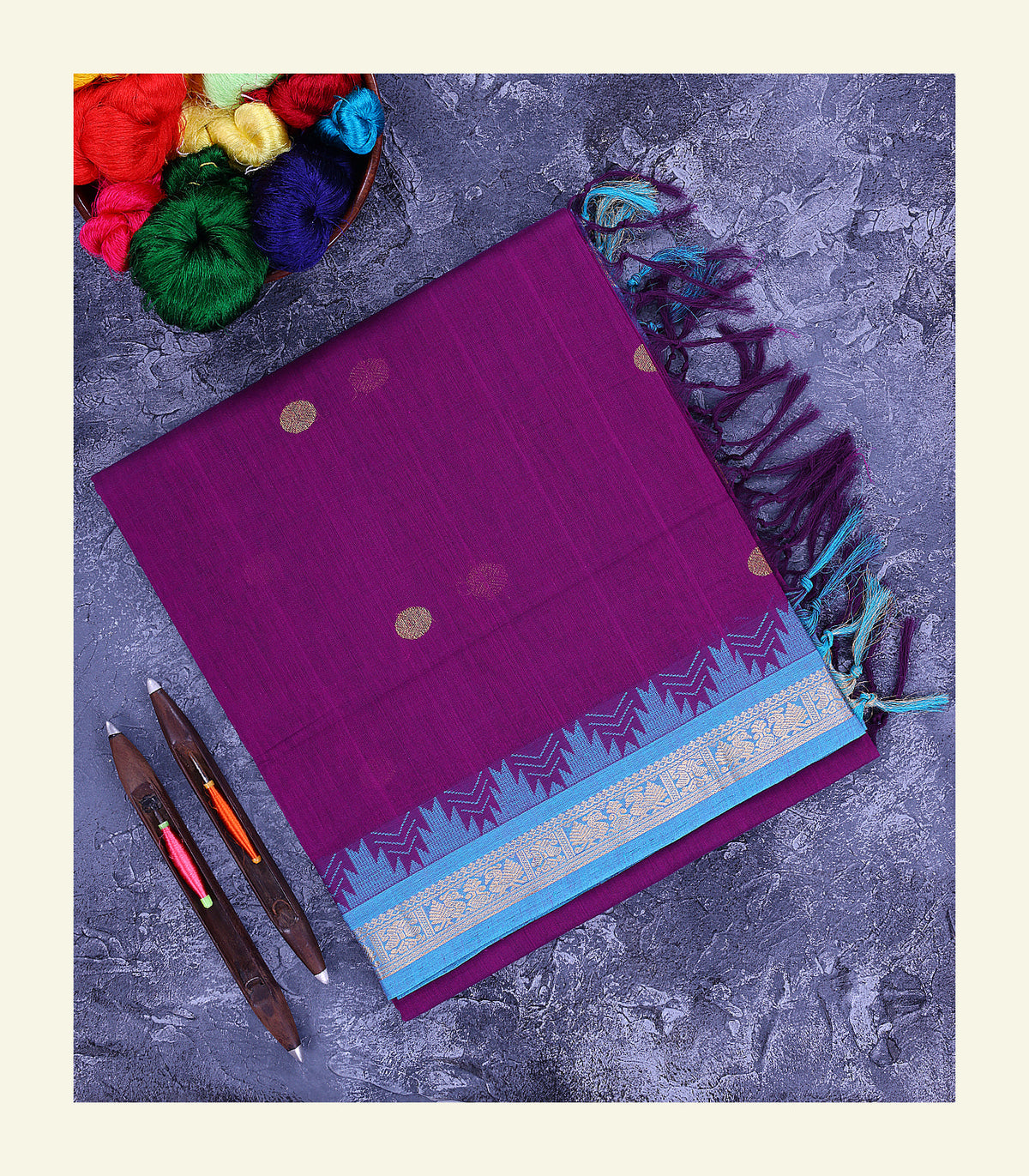 Purple Reku Handloom Cotton Saree