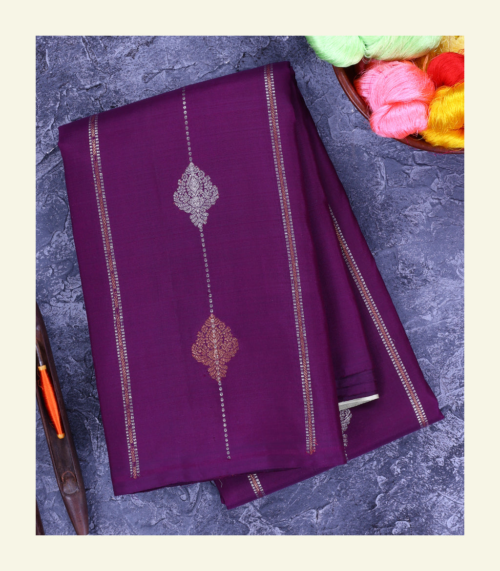 Purple Handloom Silk Saree
