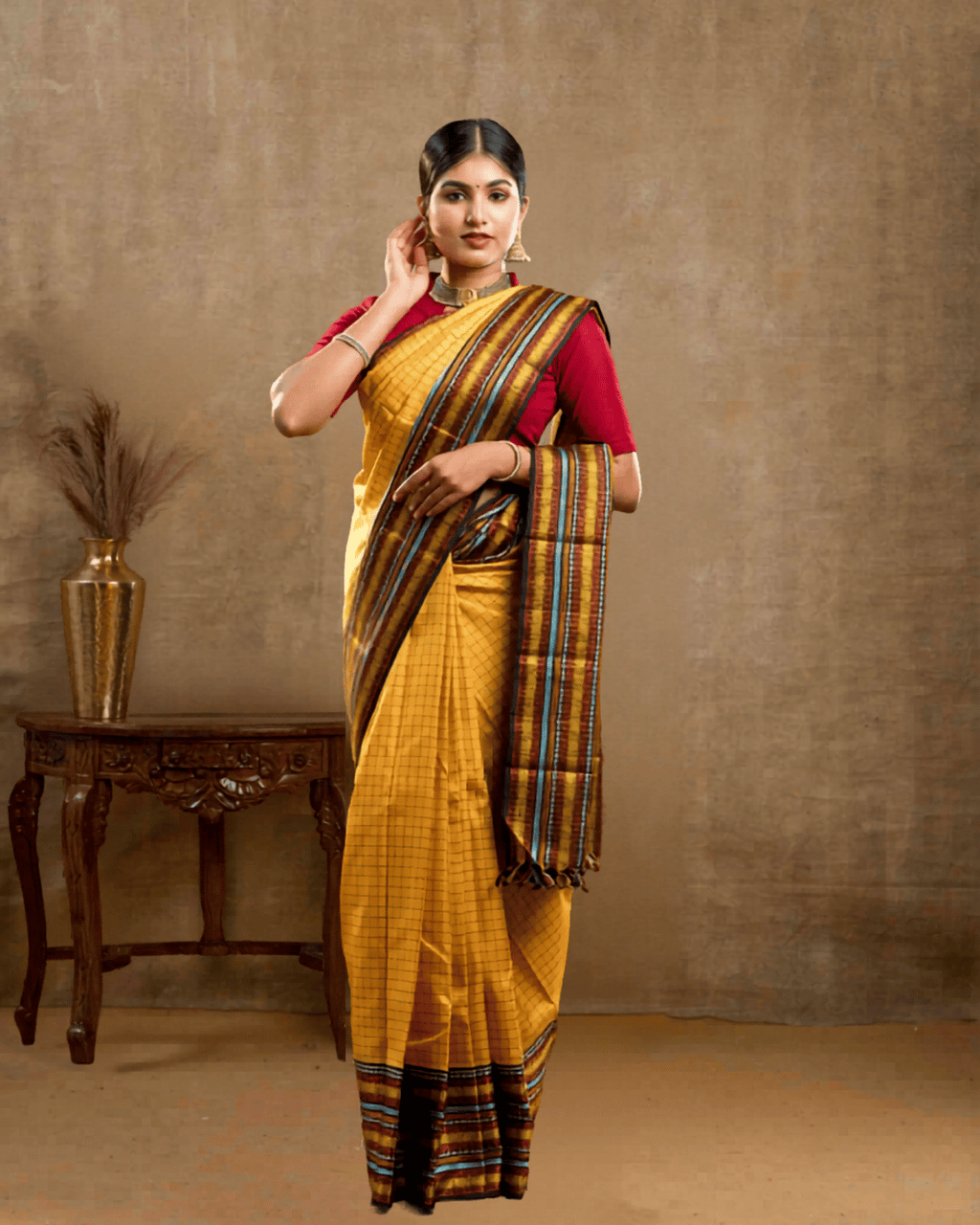 Yellow Handloom Silk Saree